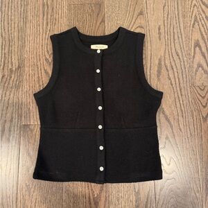 Madewell Black Knit Button-Up Top